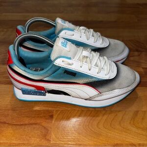 PUMA Future Rider Airbrush Low White Colorful Shoes - 382759-01 Size 7C Boys